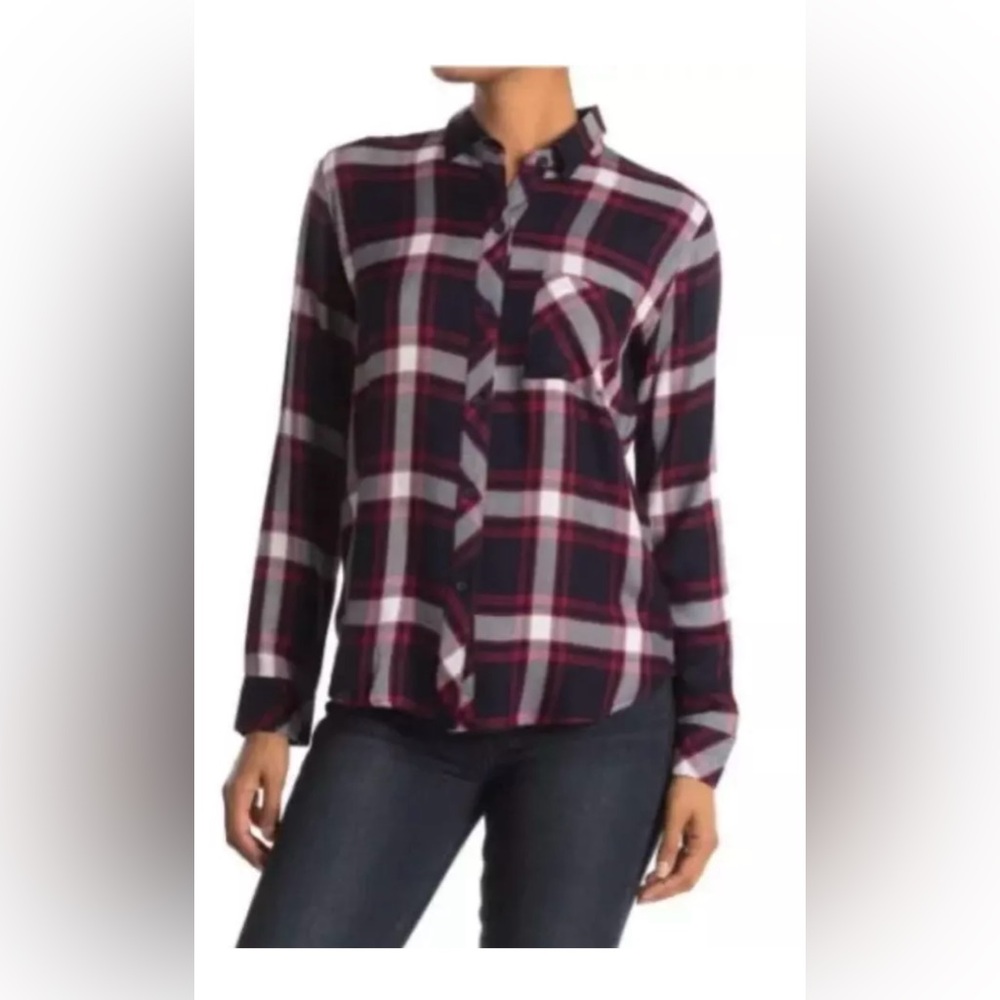 Rails Hunter Plaid Button Up Shirt Marine Cherry, Size 8 NWT.